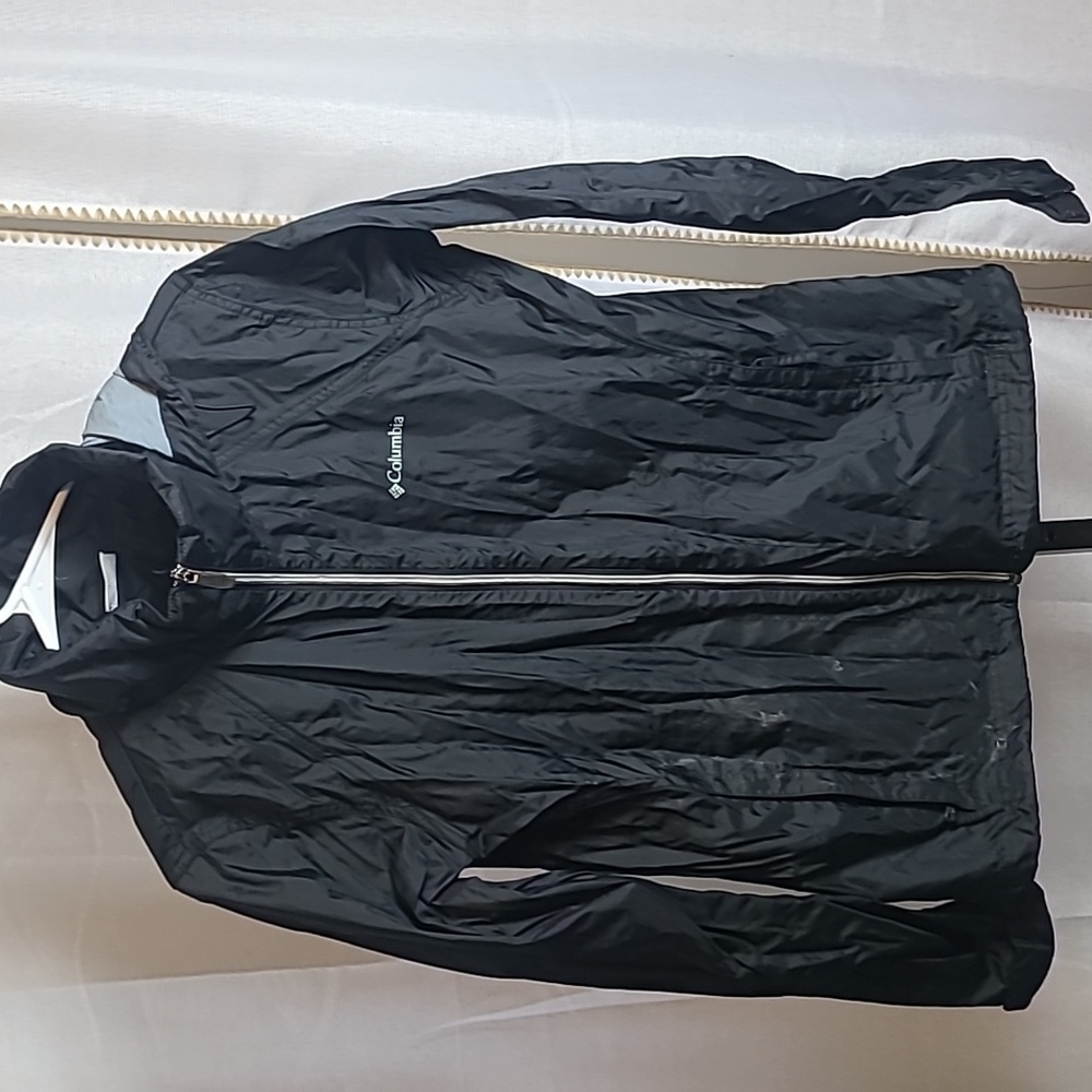 Women's Columbia Black Packable Hood Windbreaker Jacket Size Large